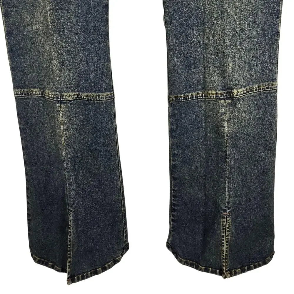 VTG YMI UBU Jeans 32x32 (JR 13) Split Hem Flare Leg Jeans Y2K Pocketless Stretch